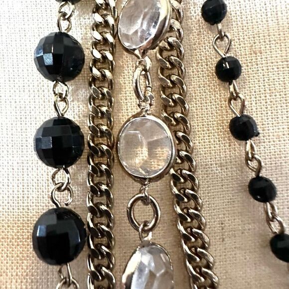 Coldwater Creek multi strand gold tone and black beaded necklace - Picture 2 of 7